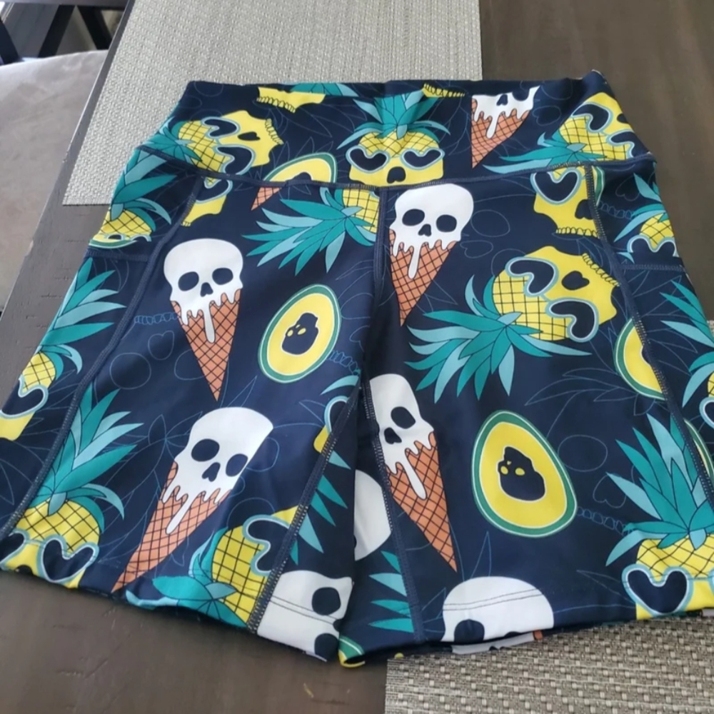 Skull and Pineapple Print Shorts